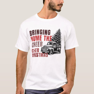 Rustikales T-Shirt mit Lastwagen, der die Weihnach