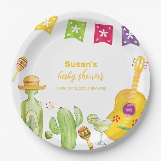 Rustikales Taco 'Bout Cactus Limon Guitar Baby Dus Pappteller (Vorderseite)