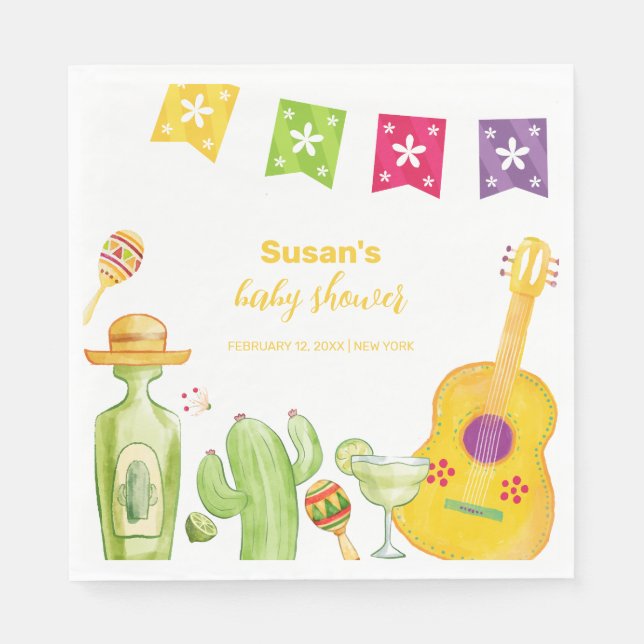 Rustikales Taco 'Bout Cactus Limon Guitar Baby Dus Serviette (Vorderseite)