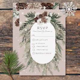 Rustikales Tan Pine Winter Sparkone RSVP Karte