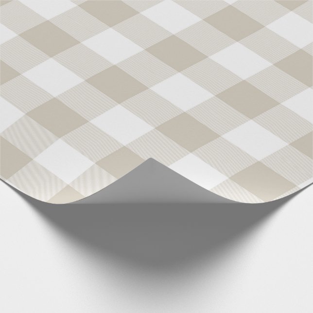 Rustikales TAN und weißes Büffel-Karo-Muster Geschenkpapier (Ecke)