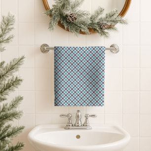 Rustikales Tartan-Handtuch in Navyblau - Geschenk Badhandtuch Set