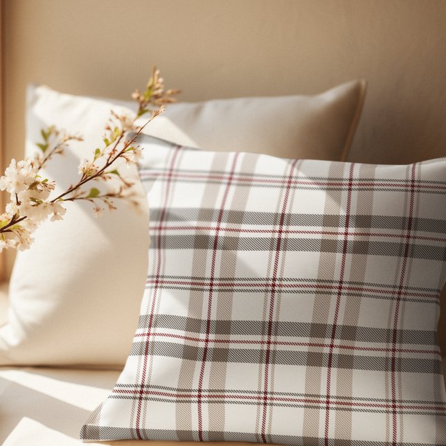 Rustikales Tartan Kariertes Tan Beige neutrales Ba Kissen (Von Creator hochgeladen)
