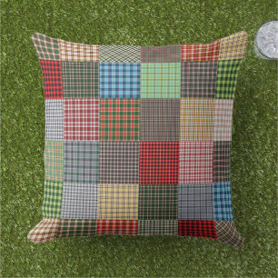 Rustikales Tartan Patchwork Kariertes Design Kissen