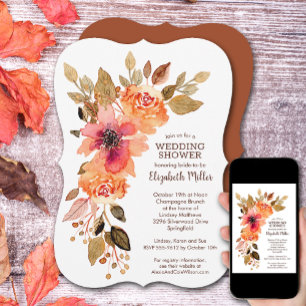 Rustikales Terracotta Fall Floral Brautparty Einladung
