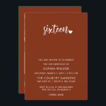 Rustikales Terracotta Script Sweet 16 Birthday Fot Einladung<br><div class="desc">Rustikale Terracotta Einfache Minimalistische Schrift Sweet 16 Geburtstag Foto Einladung</div>