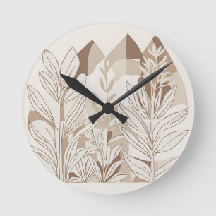 Rustikales Terrakotta-Wildblumen-Boho-Eklektisches Runde Wanduhr