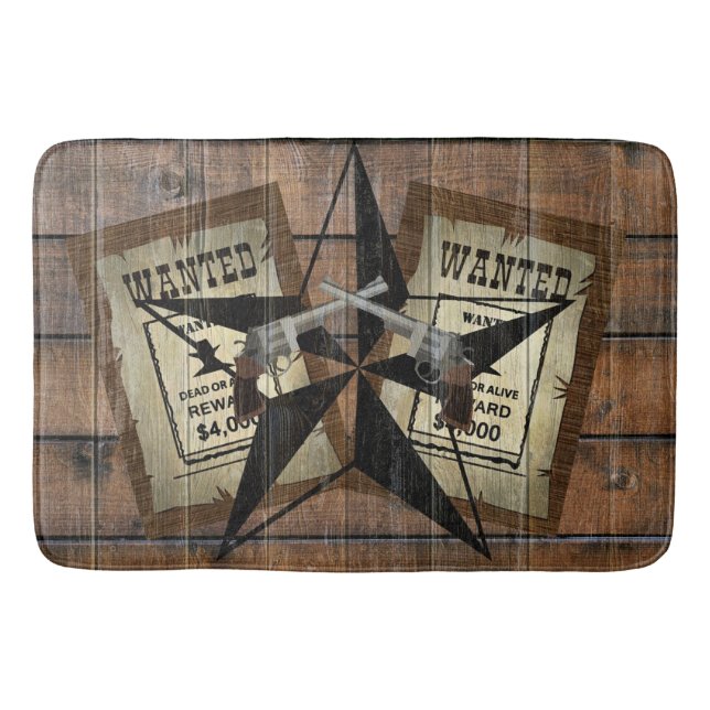 Rustikales Texas Star Western Duale Pistolen Gewol Badematte (Vorderseite)