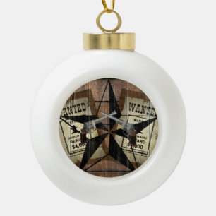 Rustikales Texas Star Western Duale Pistolen Gewol Keramik Kugel-Ornament
