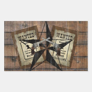 Rustikales Texas Star Western Duale Pistolen Gewol Rechteckiger Aufkleber