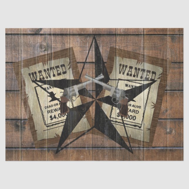 Rustikales Texas Star Western Duale Pistolen Gewol Seidenpapier (Vorderseite)