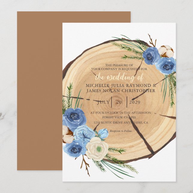 Rustikales Thema Hochzeit in Woodland Einladung (Vorne/Hinten)