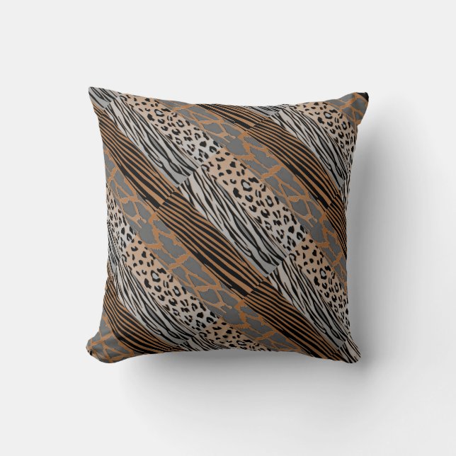 Rustikales Tierpatchwork Zebra Streifen Kissen (Vorderseite)
