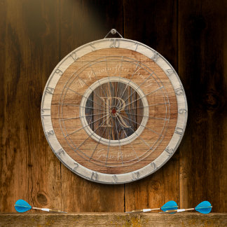 Rustikales Ton-Monogramm-Tan und Braunes Dart-Boar Dartscheibe