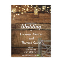 Rustikales Tor Save the Date Postkarte