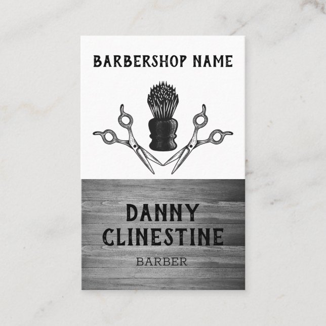 Rustikales Trendy Modern Barber Scissors Barbersho Visitenkarte (Vorderseite)