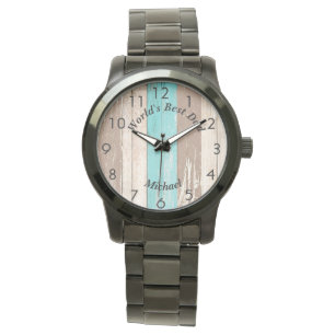 Rustikales Tricolor Driftwood Personalisiert Armbanduhr