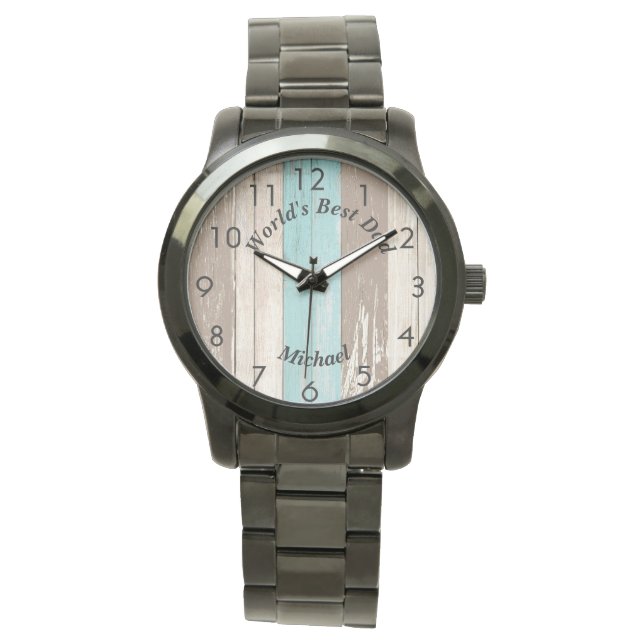 Rustikales Tricolor Driftwood Personalisiert Armbanduhr (Vorderseite)