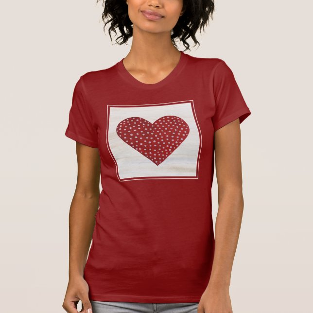 Rustikales Tupfen-Valentinsgruß-Herz T-Shirt (Vorderseite)