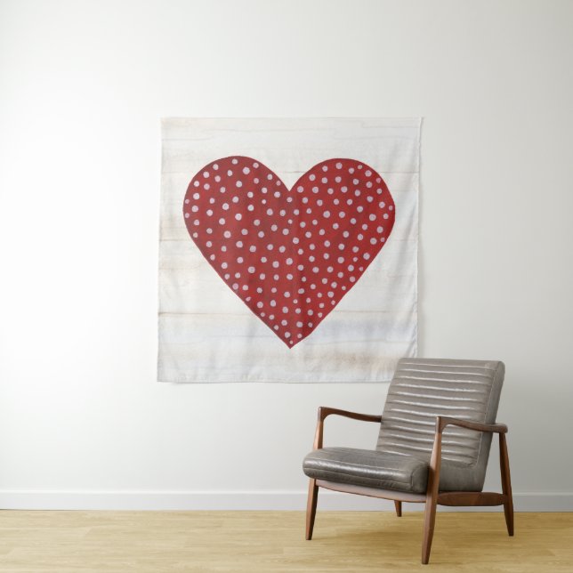 Rustikales Tupfen-Valentinsgruß-Herz Wandteppich (Beispiel (Horizontal))