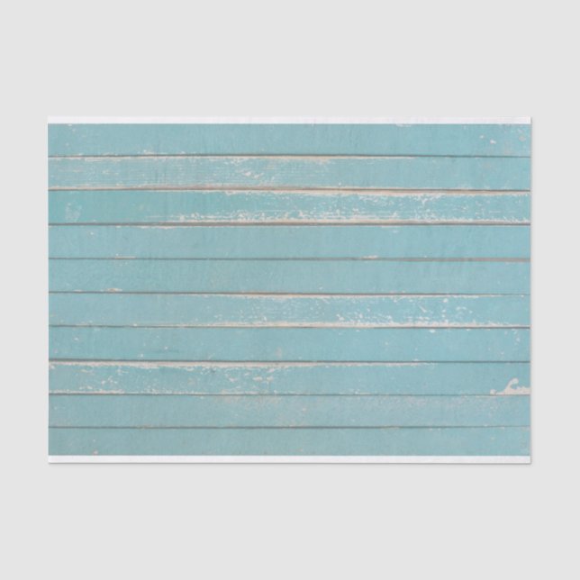 Rustikales Türkisblau-Holz Bohemische Stallplatten Seidenpapier (Vorderseite)