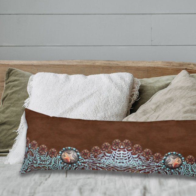 Rustikales, türkisfarbenes Western Seitenschläferkissen (Rustic brown turquoise western country pattern body pillow)