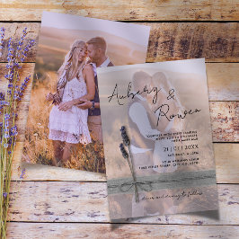 Rustikales Twine Burlap Lavender Boho Foto Wedding Einladung
