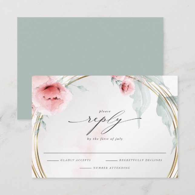 Rustikales UAWG Aquarell Rosa Rosa Rosa Peak RSVP Karte (Vorne/Hinten)