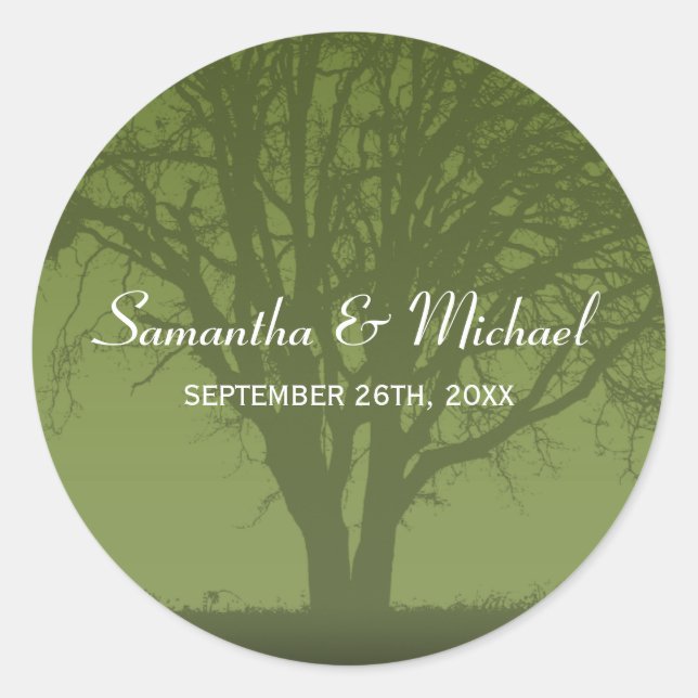 Rustikales Umweltzeichen für grüne Eichenbäume Gas Runder Aufkleber (Vorderseite)