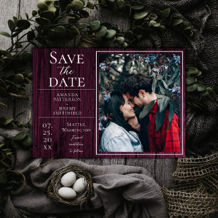 Rustikales und einfaches Foto   Magenta Save the D Date