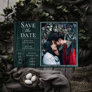 Rustikales und einfaches Foto   SAVE THE DATE AQUA