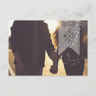 Rustikales und schicke, weißes Band-Overlay   Hoch RSVP Karte