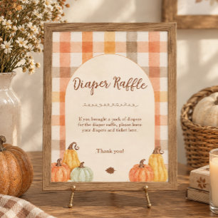 Rustikales Verlieb Dich Kürbis-Windel-Raffle-Schil