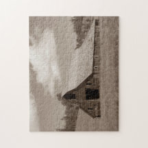 Rustikales verwittertes Scheunen-Puzzlespiel mit