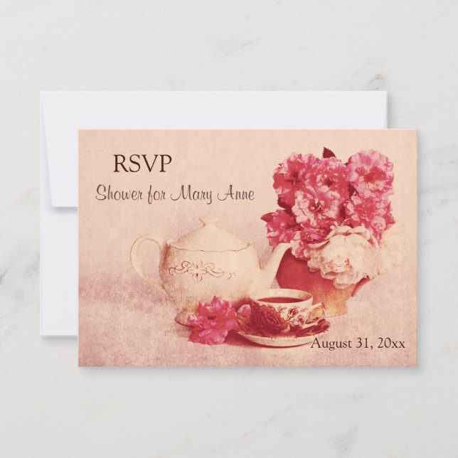 Rustikales viktorianisches Tee-Party RSVP-Karte RSVP Karte (Vorderseite)