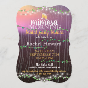 Rustikales Vine & Lights Bridal Brunch Einladung