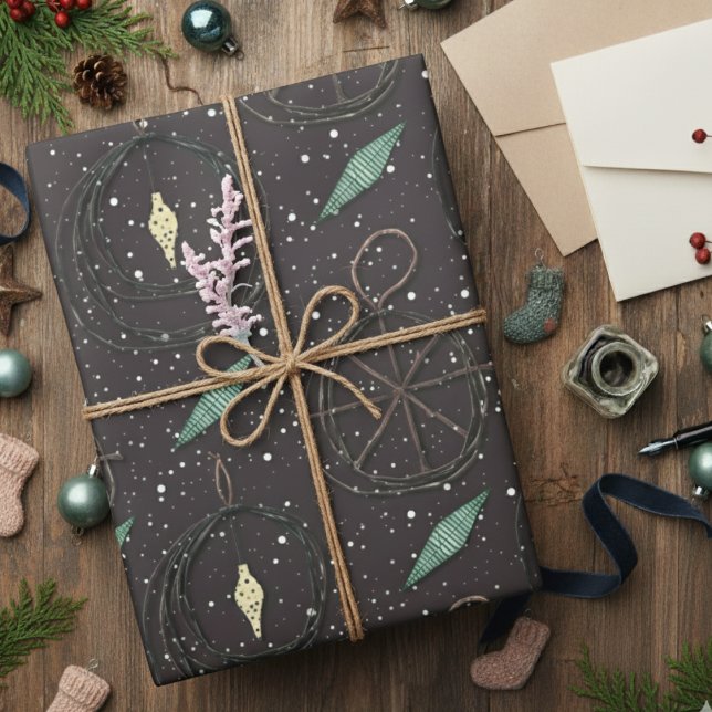 Rustikales Vintag Twig Weihnachtsgeschmack Geschenkpapier (Von Creator hochgeladen)