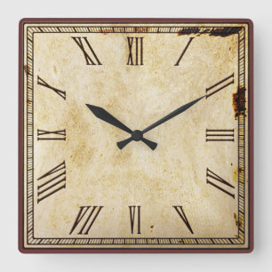 Rustikales Vintage-Aussehen Quadratische Römische Wanduhr