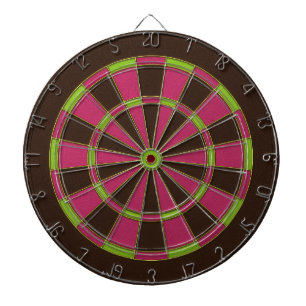 Rustikales Vintage-Rosa, Limettengrün und braunes  Dartscheibe