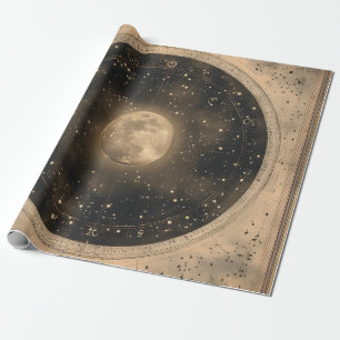 Rustikales Vintage-Vollmond-Himmelsdesign Geschenkpapier