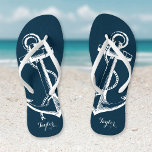 Rustikales Vintages Ankermonogramm Flip Flops<br><div class="desc">Maßgeschneiderte gedreht Flop-Sandalen mit einer rustikalen nautischen Vintagen Ankerillustrierung und einem eigenen Monogramm oder anderem Text. Klicken Sie auf Anpassen,  um Schriftart und Farben zu ändern oder eigene Bilder hinzuzufügen,  um ein einzigartiges Design zu erstellen!</div>