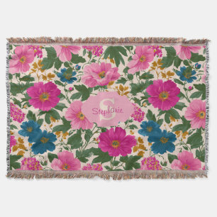 Rustikales Vintages Blau- und rosa Blumenmuster Decke