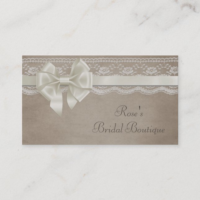 Rustikales Vintages Burlap & Lace Visitenkarte (Vorderseite)
