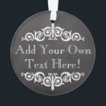 Rustikales Vintages Chalkboard kundenspezifisch Pe Ornament<br><div class="desc">Vintages Chalkboard-Thema für das alte Apothekendesign. Mit dem Party- oder Gelegenheitstext wird ein dunkelbrauner und schwarzer Hintergrund mit weißer Kreide und antiken Dekoelementen hinzugefügt.</div>