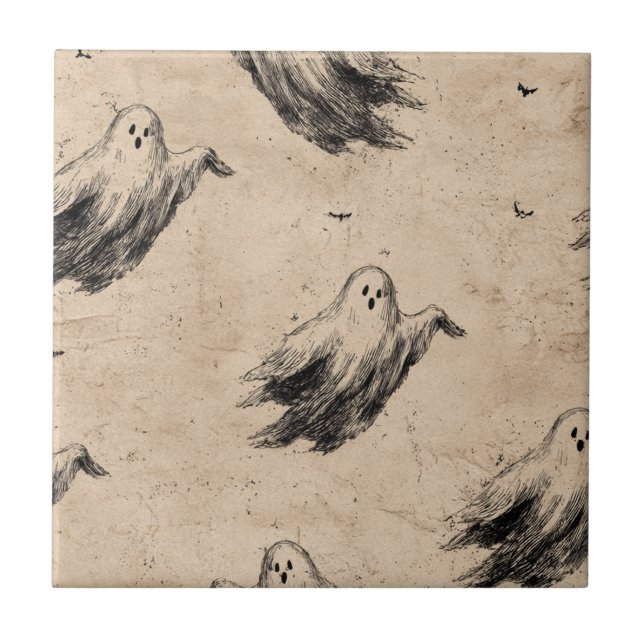 Rustikales Vintages Ghost-Muster (2) Fliese (Vorderseite)