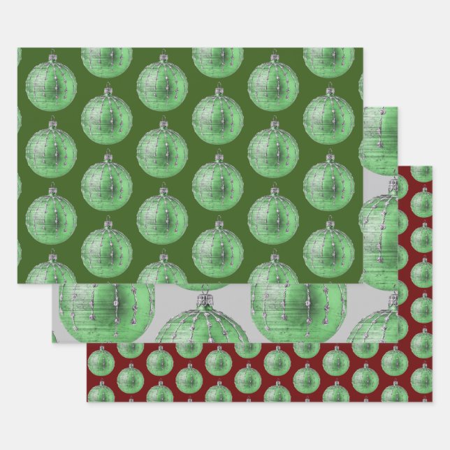 Rustikales Vintages Grünes Zierwerk Geschenkpapier Set (Set)