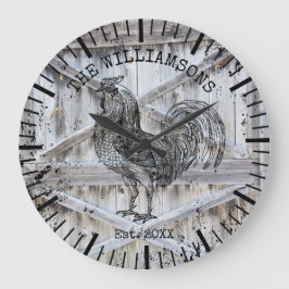 Rustikales, Vintages Holzfamiliennamenstrum Große Wanduhr