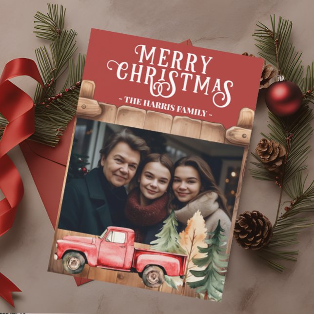 Rustikales Vintages LKW-Foto Feiertagskarte (Von Creator hochgeladen)