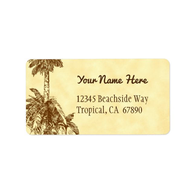 Rustikales Vintages Palm Tree Editable Address Lab Adressaufkleber (Vorne)
