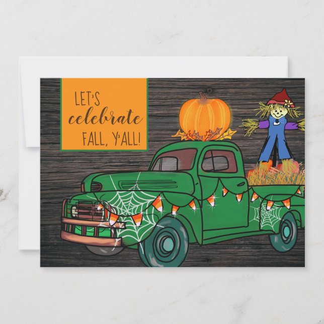 Rustikales Vintages Truck Fall Harvest Festival Pa Einladung (Vorderseite)
